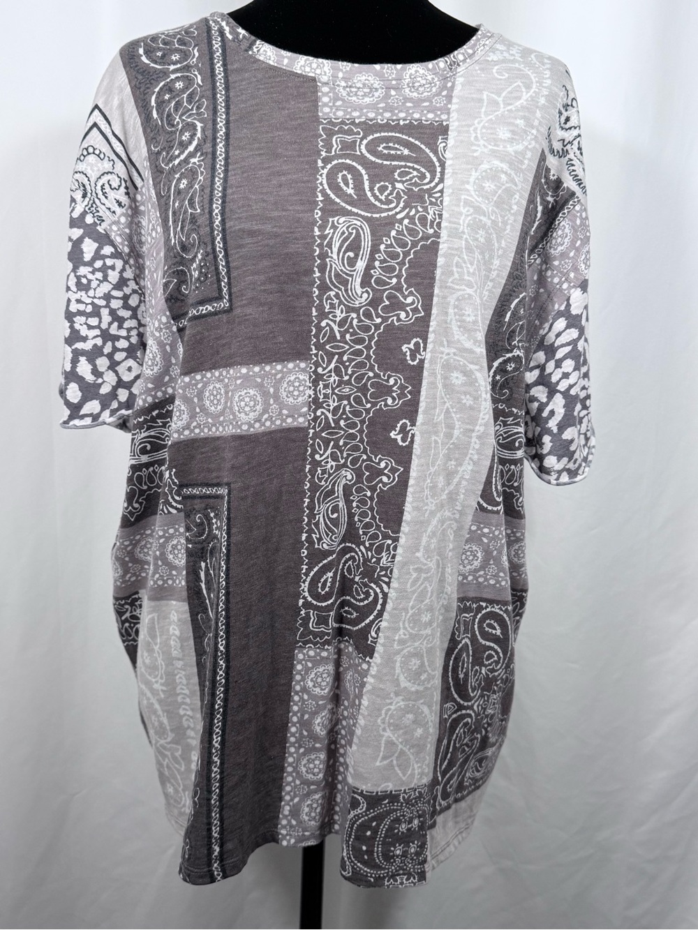 We The Free Grey Paisley Bandana Print Tunic